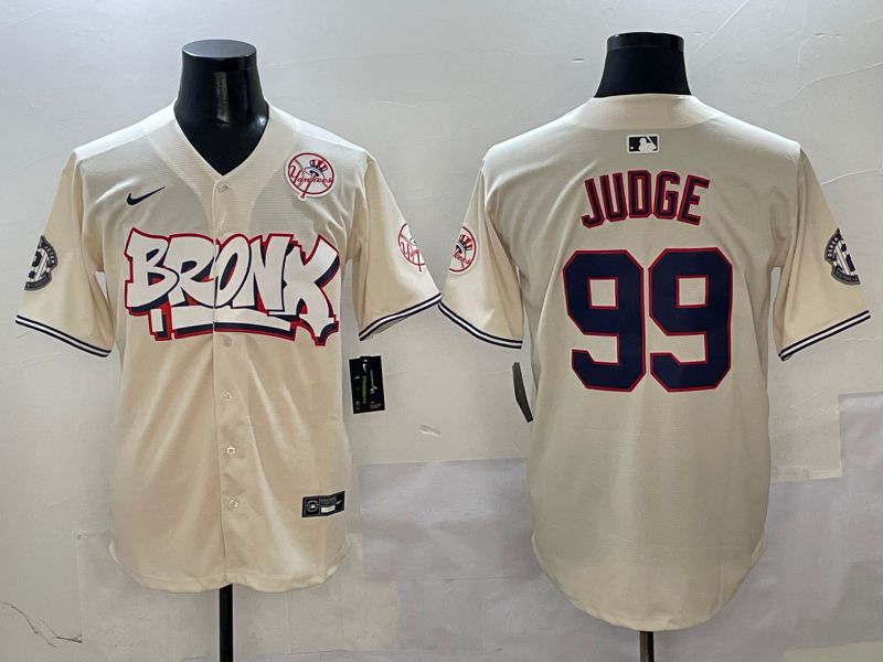 Men New York Yankees #99 Judge Cream four generations Joint Name 2025 Nike MLB Jersey style 4113